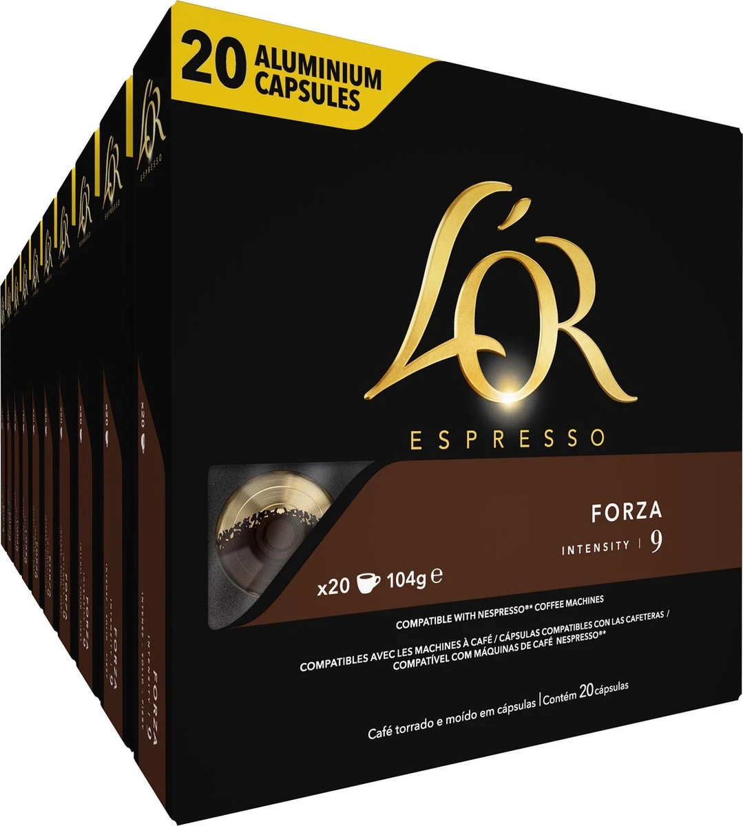 L'OR Espresso Forza Koffiecups - Intensiteit 9/12 - 10 X 20 Capsules 1 L'OR Espresso Forza Koffiecups - Intensiteit 9/12 - 10 X 20 Capsules