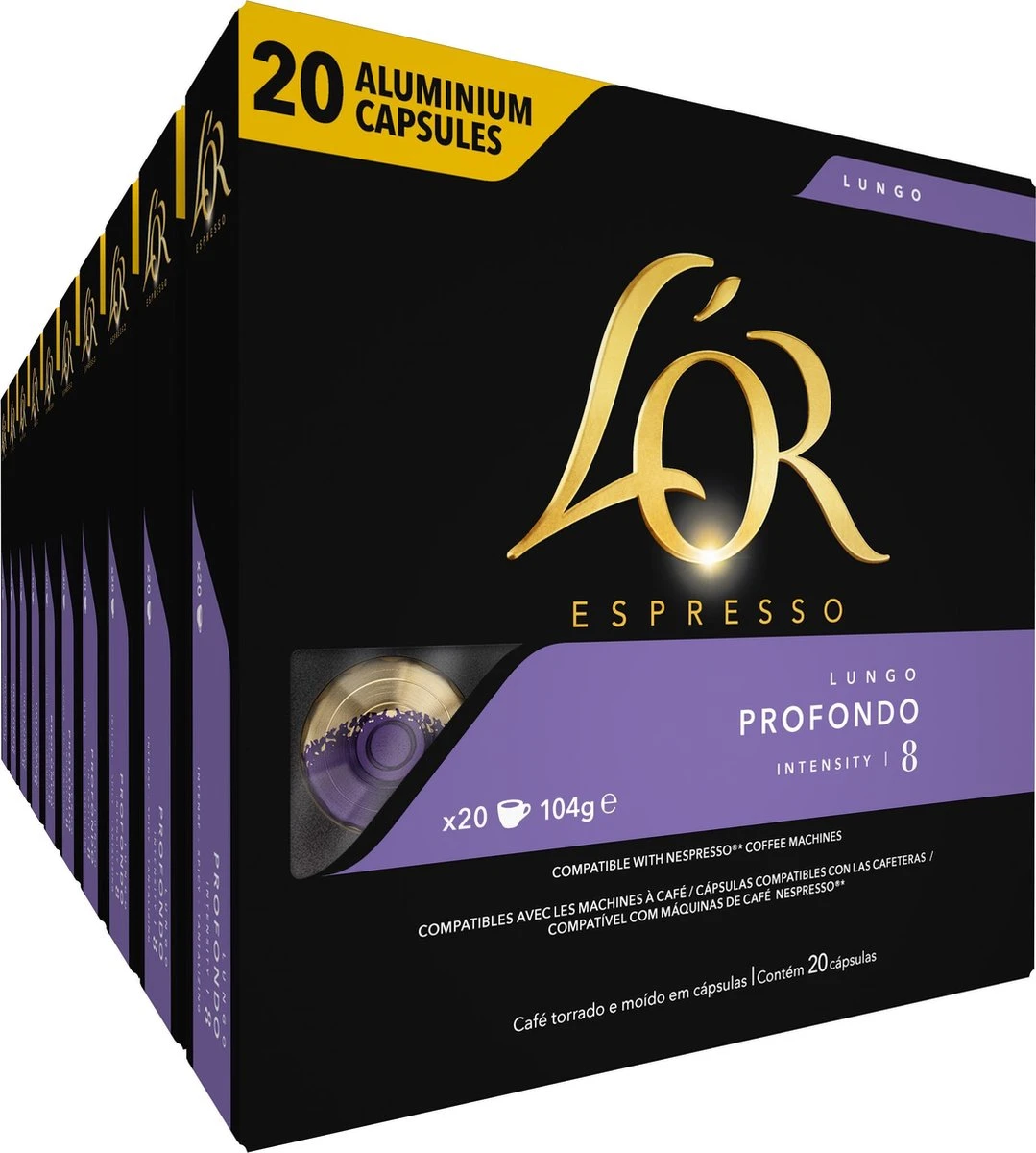 L'OR Lungo Profondo Koffiecups - Intensiteit 8/12 - 10 X 20 Capsules 1 L'OR Lungo Profondo Koffiecups - Intensiteit 8/12 - 10 X 20 Capsules