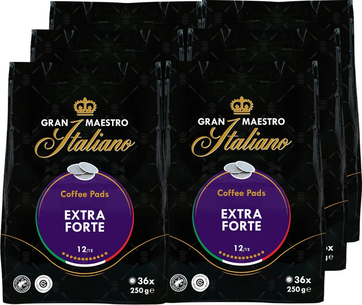 Gran Maestro Italiano – Extra Forte - Koffiepads - Senseo Compatibel Pads – Krachtig En Karakteristiek - 6 X 36 Pads 1 Gran Maestro Italiano – Extra Forte - Koffiepads - Senseo Compatibel Pads – Krachtig En Karakteristiek - 6 X 36 Pads