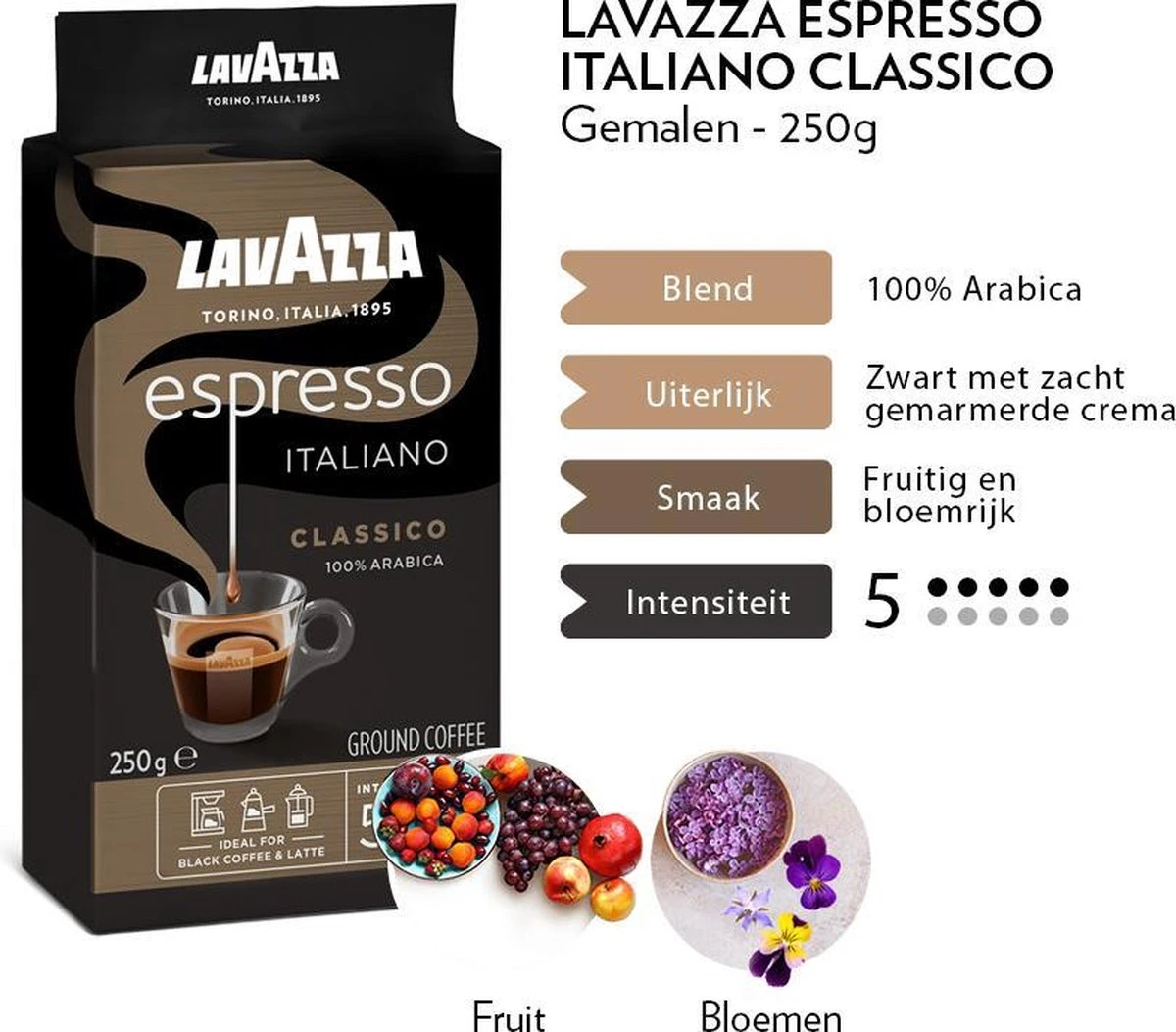 Lavazza Espresso Italiano Classico Gemalen / Filterkoffie - 8 X 250 Gram 3 Lavazza Espresso Italiano Classico Gemalen / Filterkoffie - 8 X 250 Gram - Afbeelding 3