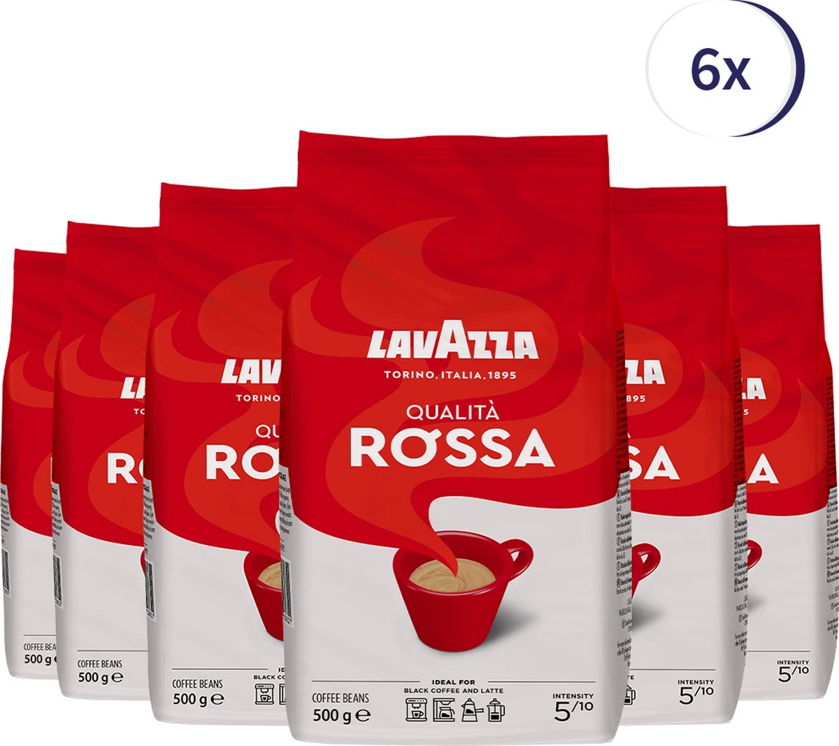 Lavazza Qualita Rossa Koffiebonen - 500 Gram X6 1 Lavazza Qualita Rossa Koffiebonen - 500 Gram X6