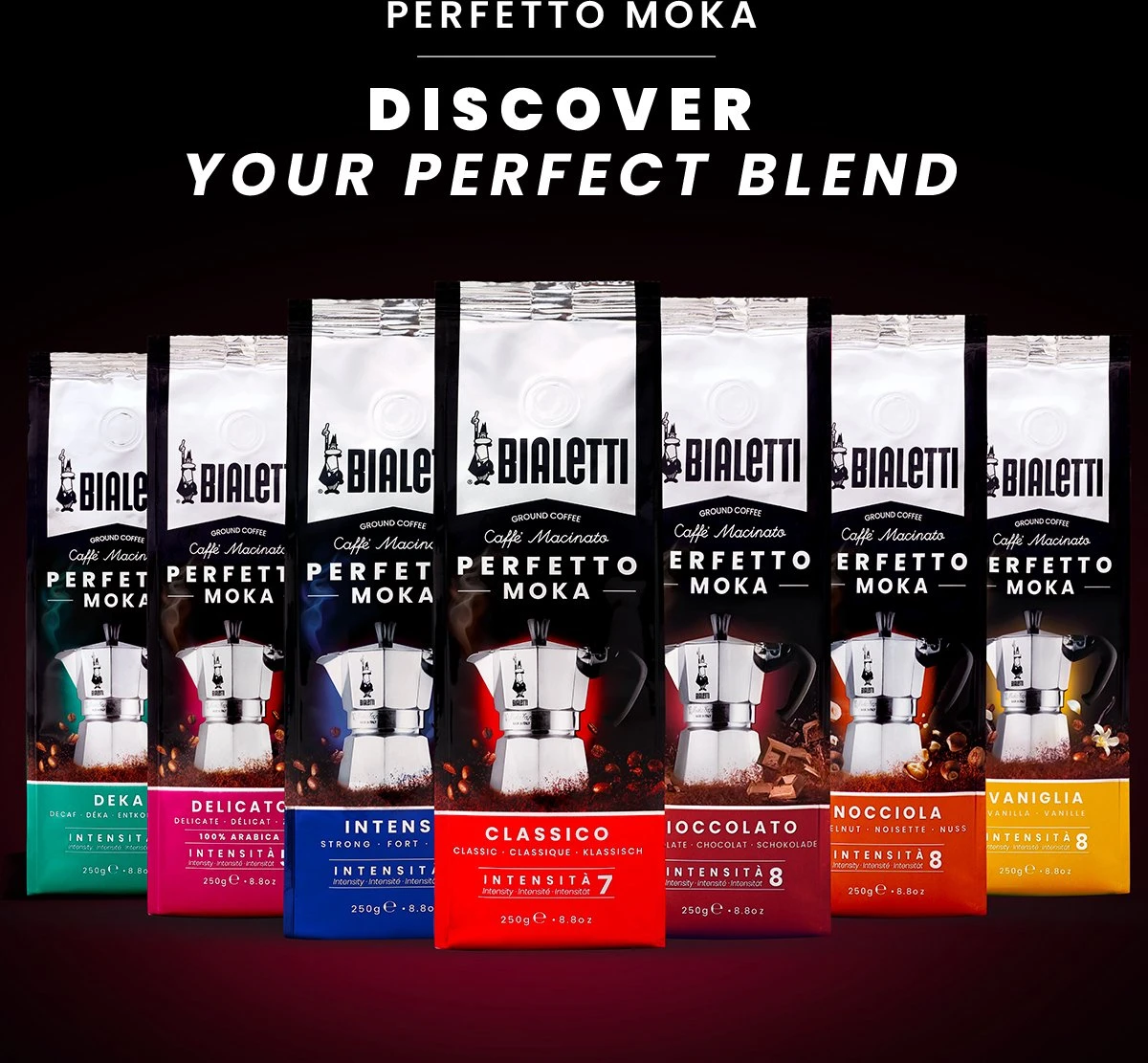 Bialetti Moka Intenso Gemalen Koffie - 4 X 250 Gram 2 Bialetti Moka Intenso Gemalen Koffie - 4 X 250 Gram - Afbeelding 2