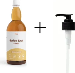 Fitcy | Koffiesiroop | Vanille | Barista Syrup | Zero | Vegan | Vetvrij | Suikervrij | Keto-vriendelijk | Koffie | Siroop | MET DOSEERPOMP | 1L
