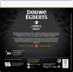 Douwe Egberts Lungo Decaf (6) - 10 X 20 Koffiecups 8 Douwe Egberts Lungo Decaf (6) - 10 X 20 Koffiecups -Koffie Korting Winkel 1200x1186 1
