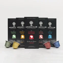 Aroma Club - Nespresso Compatible Capsules (120 St.) - No. 2 Smooth James - Intensiteit 3/5 - Espresso & Lungo - 100% Aluminium Koffiecups 12 Aroma Club - Nespresso Compatible Capsules (120 St.) - No. 2 Smooth James - Intensiteit 3/5 - Espresso & Lungo - 100% Aluminium Koffiecups -Koffie Korting Winkel 1200x1200 32