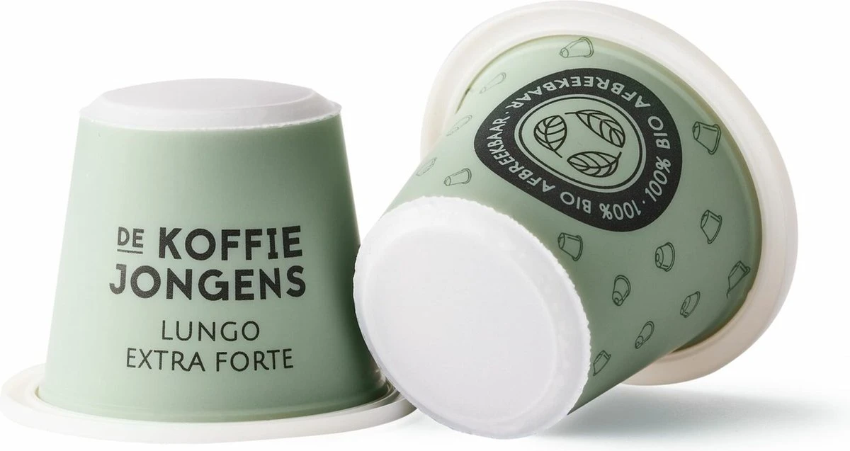 Nespresso Cups - De Koffiejongens - Lungo Extra Forte - 100% Biologisch Afbreekbaar - 60 Cups - 100% Nespresso Compatible 2 Nespresso Cups - De Koffiejongens - Lungo Extra Forte - 100% Biologisch Afbreekbaar - 60 Cups - 100% Nespresso Compatible - Afbeelding 2