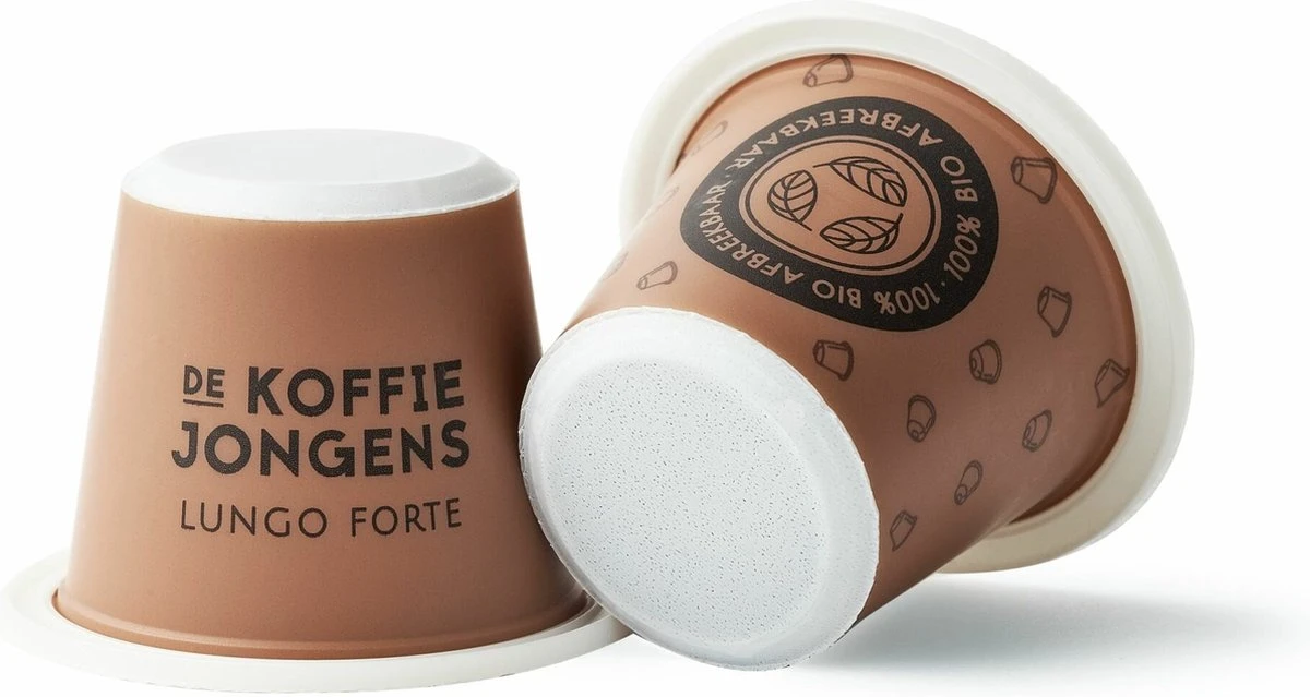 De Koffiejongens - Lungo Forte - Nespresso Cups - 100% Biologisch Afbreekbaar - 6x10 Cups - Nespresso Compatible 2 De Koffiejongens - Lungo Forte - Nespresso Cups - 100% Biologisch Afbreekbaar - 6x10 Cups - Nespresso Compatible - Afbeelding 2