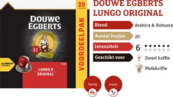 Douwe Egberts Lungo Original Koffiecups - Intensiteit 6/12 - 10 X 20 Capsules 12 Douwe Egberts Lungo Original Koffiecups - Intensiteit 6/12 - 10 X 20 Capsules -Koffie Korting Winkel 1200x674