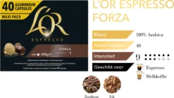 L'OR Espresso Forza Koffiecups - Intensiteit 9/12 - 4 X 40 Capsules 8 L'OR Espresso Forza Koffiecups - Intensiteit 9/12 - 4 X 40 Capsules -Koffie Korting Winkel 1200x678