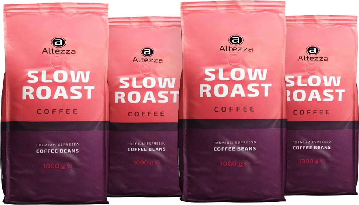 Altezza - Slow Roast - Koffiebonen - Espresso Koffiebonen - Ook Geschikt Voor Lungo Koffie - Arabica En Robusta - 4 X 1kg 1 Altezza - Slow Roast - Koffiebonen - Espresso Koffiebonen - Ook Geschikt Voor Lungo Koffie - Arabica En Robusta - 4 X 1kg