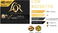 L'OR Espresso Ristretto Koffiecups - Intensiteit 11/12 - 4 X 40 Capsules 16 L'OR Espresso Ristretto Koffiecups - Intensiteit 11/12 - 4 X 40 Capsules -Koffie Korting Winkel 1200x691 1