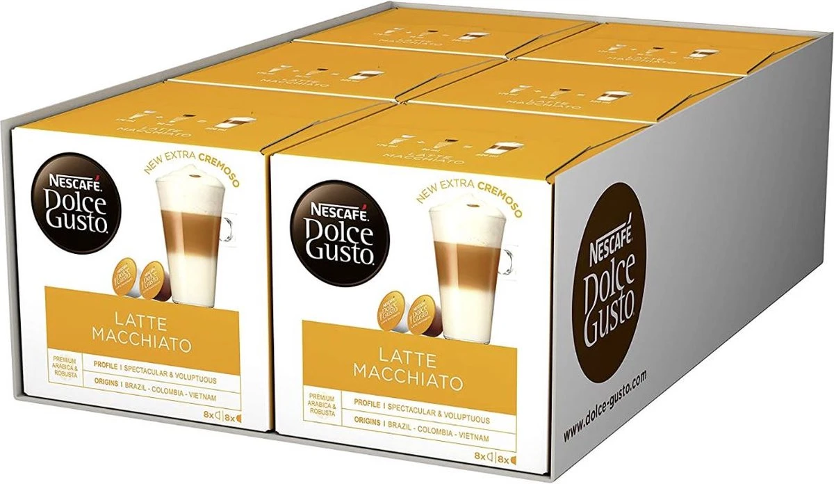 NESCAFÉ Dolce Gusto Latte Macchiato | 96 Koffiecups = 6 Doosjes Van 16 Cups 1 NESCAFÉ Dolce Gusto Latte Macchiato | 96 Koffiecups = 6 Doosjes Van 16 Cups