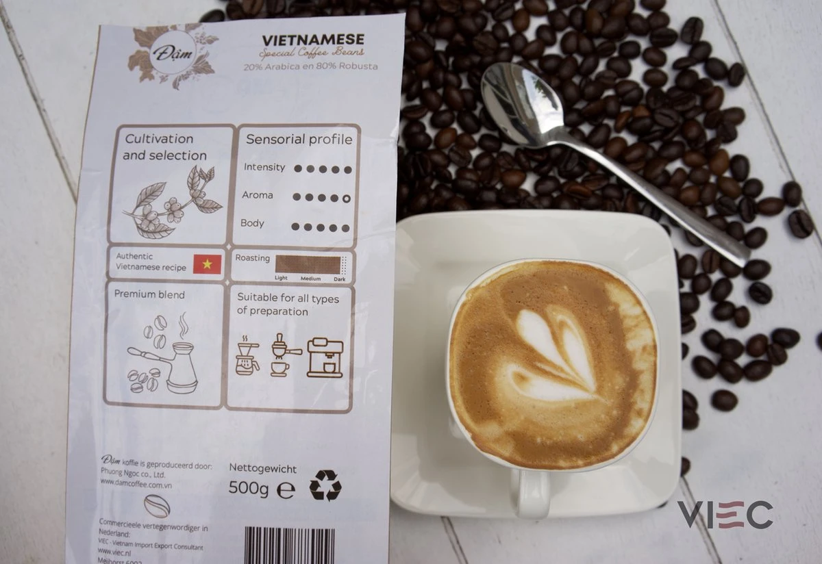 Vietnamese Dark Roast Koffiebonen 500g | 20% Arabica - 80% Robusta | DAM Koffie 4 Vietnamese Dark Roast Koffiebonen 500g | 20% Arabica - 80% Robusta | DAM Koffie - Afbeelding 4