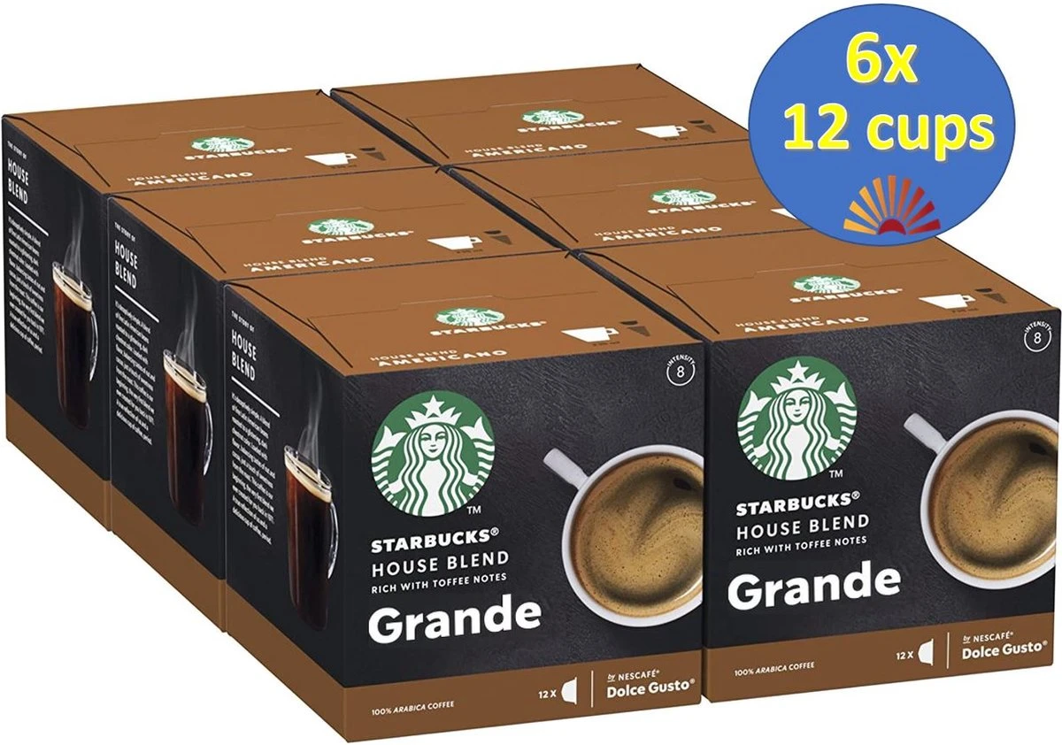 Starbucks By Dolce Gusto House Blend Medium Roast Capsules - 6x12 Cups = 72koffiecups 1 Starbucks By Dolce Gusto House Blend Medium Roast Capsules - 6x12 Cups = 72koffiecups