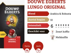 Douwe Egberts Lungo Original Koffiecups - Intensiteit 6/12 - 10 X 10 Capsules 12 Douwe Egberts Lungo Original Koffiecups - Intensiteit 6/12 - 10 X 10 Capsules -Koffie Korting Winkel 1200x895 1