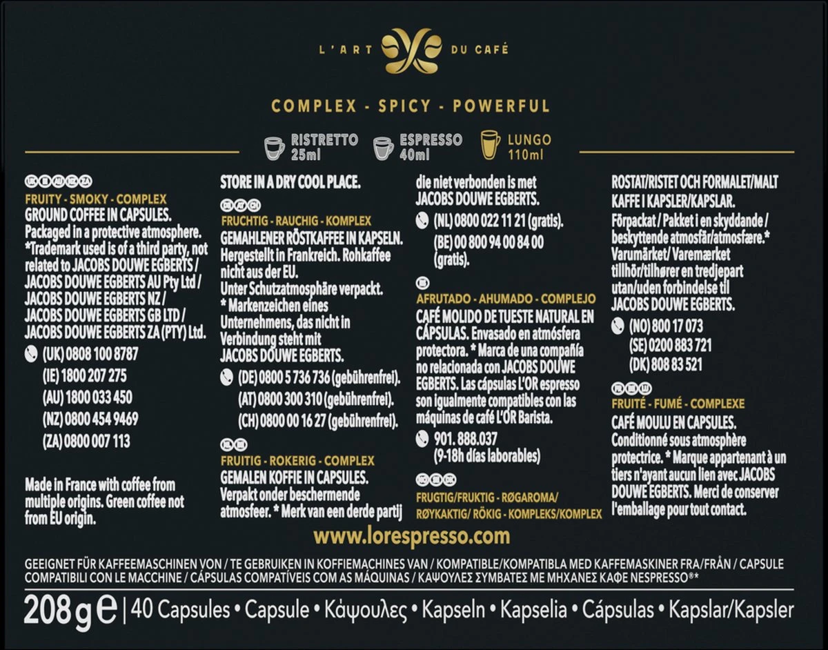 L'OR Lungo Estremo Koffiecups - Intensiteit 10/12 - 4 X 40 Capsules 3 L'OR Lungo Estremo Koffiecups - Intensiteit 10/12 - 4 X 40 Capsules - Afbeelding 3