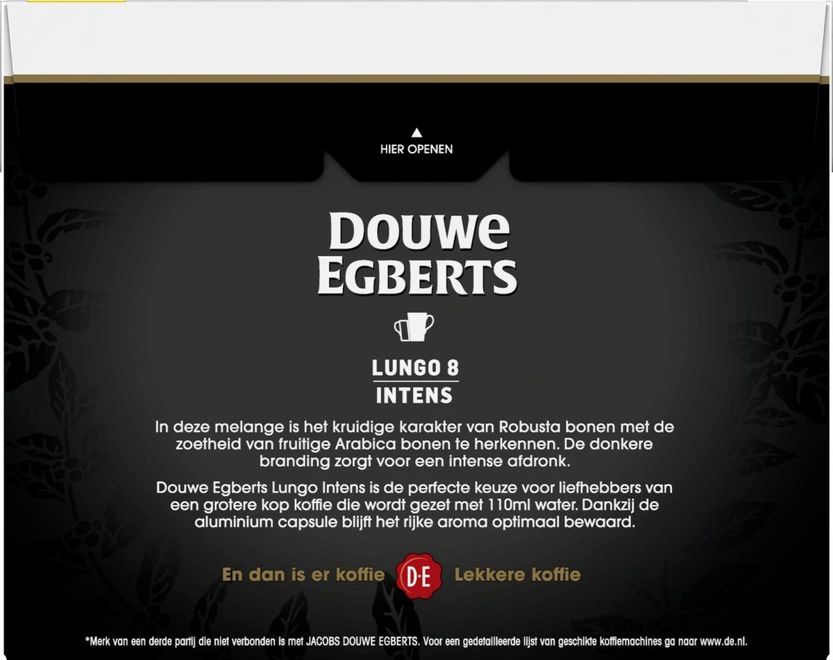 Douwe Egberts Lungo Intens (8) - 5 X 40 Koffiecups 3 Douwe Egberts Lungo Intens (8) - 5 X 40 Koffiecups - Afbeelding 3