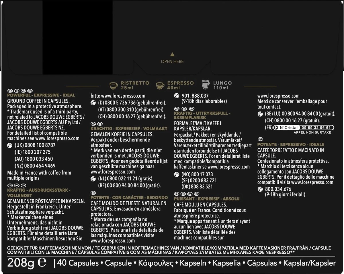 L'OR Espresso Ristretto Koffiecups - Intensiteit 11/12 - 4 X 40 Capsules 3 L'OR Espresso Ristretto Koffiecups - Intensiteit 11/12 - 4 X 40 Capsules - Afbeelding 3