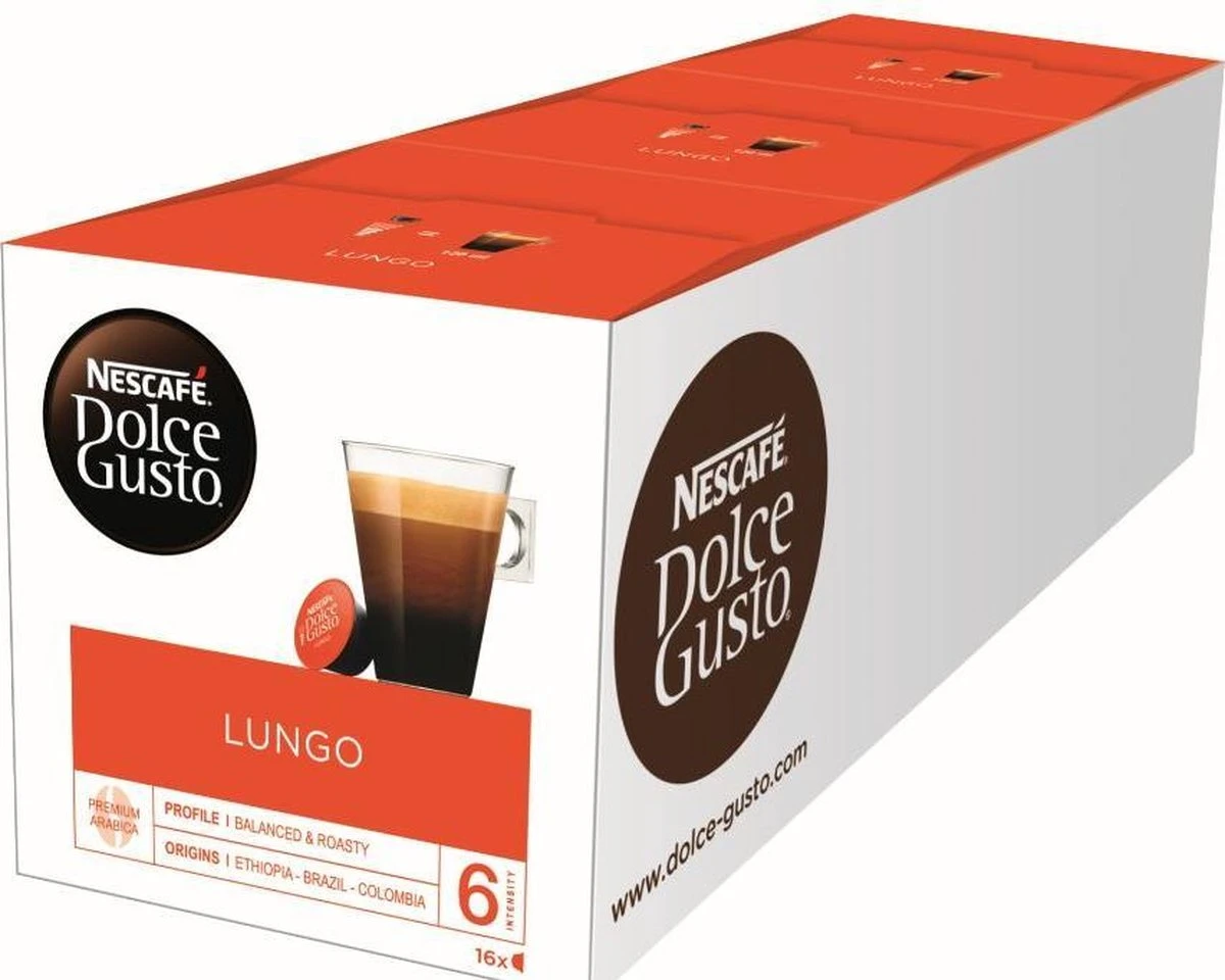 NESCAFÉ Dolce Gusto Lungo Koffie - 3 X 16 Cups 8 NESCAFÉ Dolce Gusto Lungo Koffie - 3 X 16 Cups - Afbeelding 8
