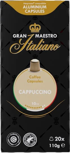 Gran Maestro Italiano - Cappuccino - Koffiecups - Nespresso Compatibel Capsules - Intense Smaak - 6 X 20 Cups 8 Gran Maestro Italiano - Cappuccino - Koffiecups - Nespresso Compatibel Capsules - Intense Smaak - 6 X 20 Cups -Koffie Korting Winkel 551x1200