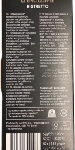 100 Capsules Epic Coffee - Ristretto - Nespresso® Compatible Aluminium Capsules - RFA Keurmerk - Doos 100 Stuks 14 100 Capsules Epic Coffee - Ristretto - Nespresso® Compatible Aluminium Capsules - RFA Keurmerk - Doos 100 Stuks -Koffie Korting Winkel 606x1200 6