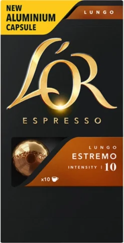 L'OR Lungo Estremo Koffiecups - Intensiteit 10/12 - 10 X 10 Capsules 22 L'OR Lungo Estremo Koffiecups - Intensiteit 10/12 - 10 X 10 Capsules -Koffie Korting Winkel 612x1200
