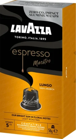 Lavazza Espresso Lungo - Aluminium Nespresso Capsules - 10 Stuks -Koffie Korting Winkel 656x1200 1