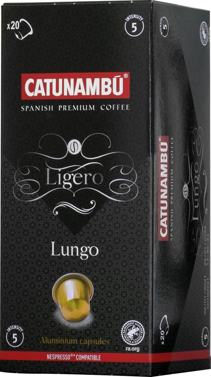 Catunambú Koffie Cups Geschikt Voor Nespresso® - Lungo Ligero 5 X 20 Cups - Nespresso Cups - Koffie Capsules 1 Catunambú Koffie Cups Geschikt Voor Nespresso® - Lungo Ligero 5 X 20 Cups - Nespresso Cups - Koffie Capsules