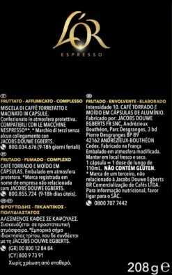 L'OR Lungo Estremo Koffiecups - Intensiteit 10/12 - 4 X 40 Capsules 11 L'OR Lungo Estremo Koffiecups - Intensiteit 10/12 - 4 X 40 Capsules -Koffie Korting Winkel 750x1200