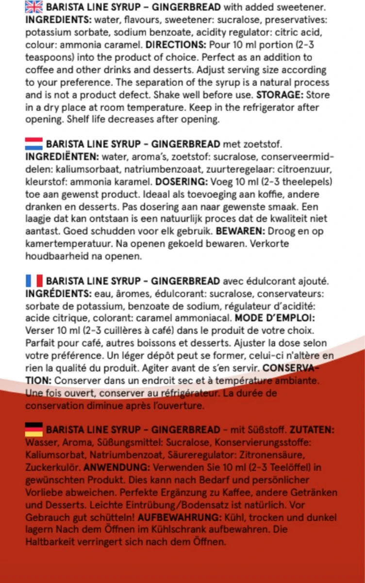 Fitcy | Koffiesiroop | Gingerbread | Barista Syrup | Zero | Vegan | Vetvrij | Suikervrij | Keto-vriendelijk | Koffie | Siroop | MET DOSEERPOMP | 1L 4 Fitcy | Koffiesiroop | Gingerbread | Barista Syrup | Zero | Vegan | Vetvrij | Suikervrij | Keto-vriendelijk | Koffie | Siroop | MET DOSEERPOMP | 1L - Afbeelding 4