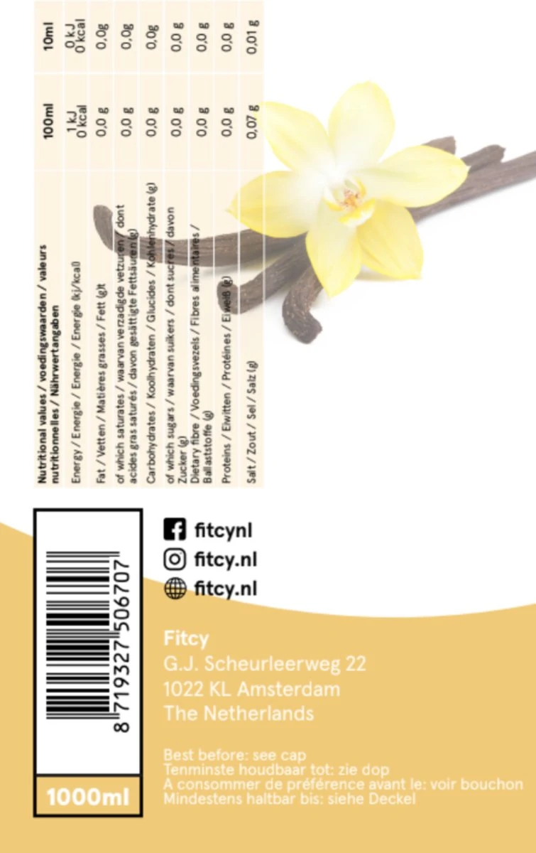 Fitcy | Koffiesiroop | Vanille | Barista Syrup | Zero | Vegan | Vetvrij | Suikervrij | Keto-vriendelijk | Koffie | Siroop | MET DOSEERPOMP | 1L 2 Fitcy | Koffiesiroop | Vanille | Barista Syrup | Zero | Vegan | Vetvrij | Suikervrij | Keto-vriendelijk | Koffie | Siroop | MET DOSEERPOMP | 1L - Afbeelding 2