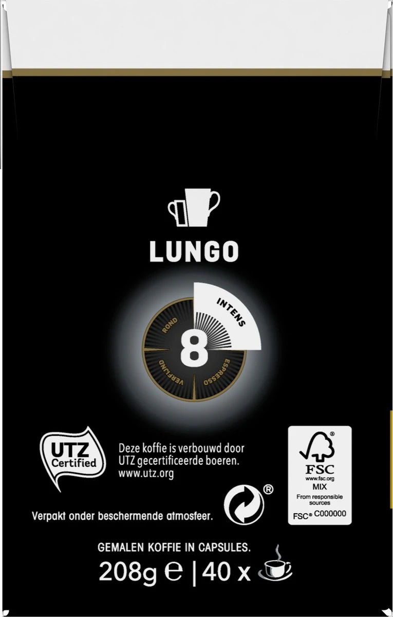 Douwe Egberts Lungo Intens (8) - 5 X 40 Koffiecups 9 Douwe Egberts Lungo Intens (8) - 5 X 40 Koffiecups - Afbeelding 9