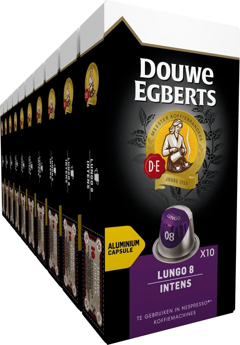 Douwe Egberts Lungo Intens Koffiecups - Intensiteit 8/12 - 10 X 10 Capsules 1 Douwe Egberts Lungo Intens Koffiecups - Intensiteit 8/12 - 10 X 10 Capsules