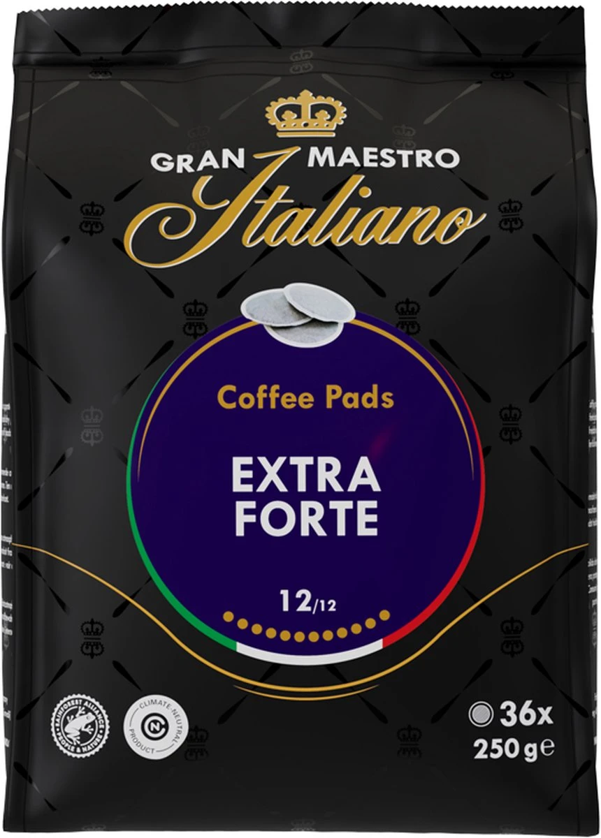 Gran Maestro Italiano – Extra Forte - Koffiepads - Senseo Compatibel Pads – Krachtig En Karakteristiek - 6 X 36 Pads 2 Gran Maestro Italiano – Extra Forte - Koffiepads - Senseo Compatibel Pads – Krachtig En Karakteristiek - 6 X 36 Pads - Afbeelding 2