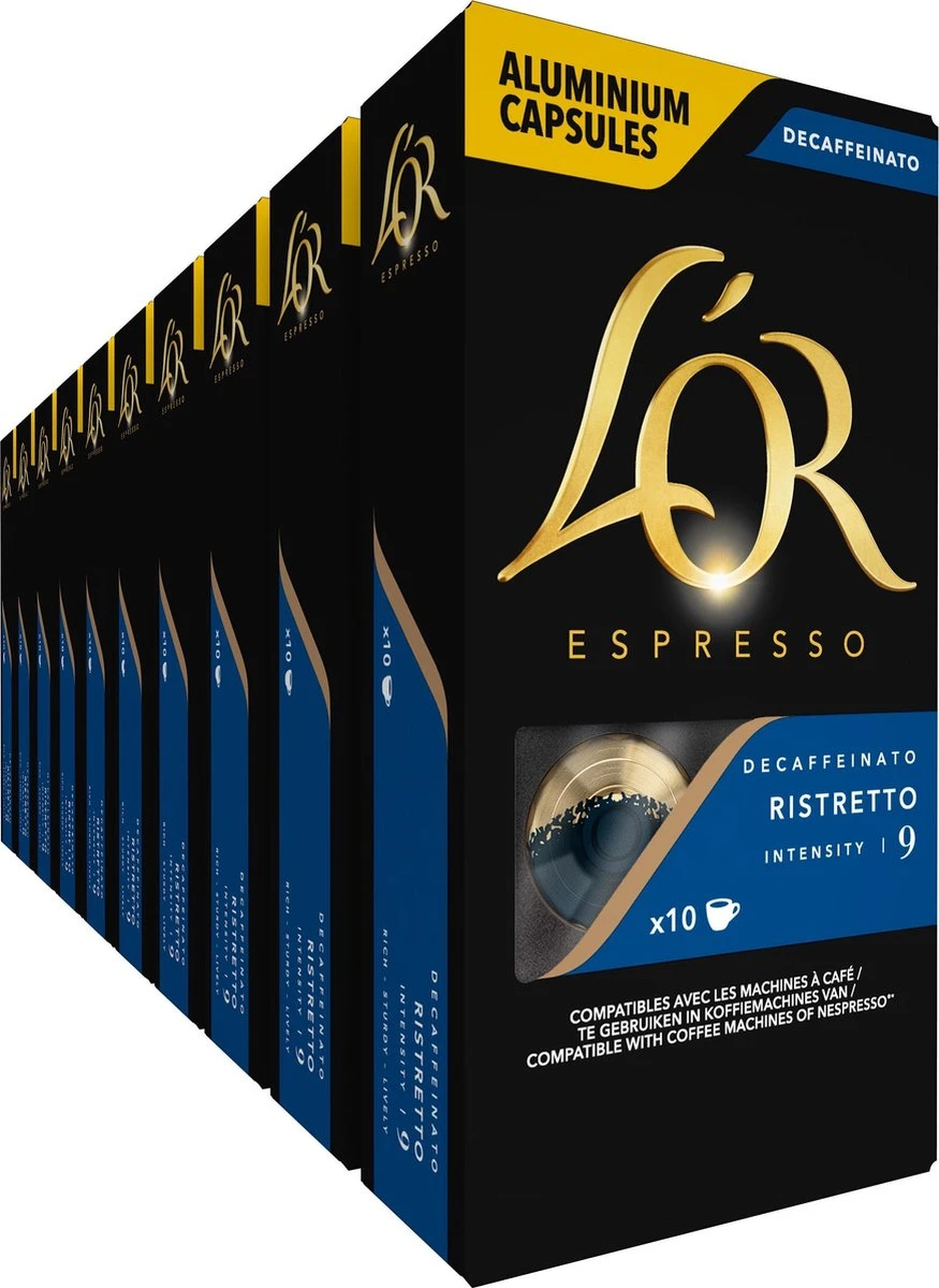 L'OR Espresso Ristretto Decaffeinato - Intensiteit 9/12 - 10 X 10 Capsules 1 L'OR Espresso Ristretto Decaffeinato - Intensiteit 9/12 - 10 X 10 Capsules