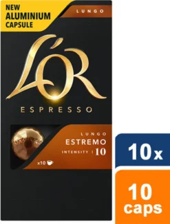 L'OR Lungo Estremo Koffiecups - Intensiteit 10/12 - 10 X 10 Capsules 23 L'OR Lungo Estremo Koffiecups - Intensiteit 10/12 - 10 X 10 Capsules -Koffie Korting Winkel 909x1200