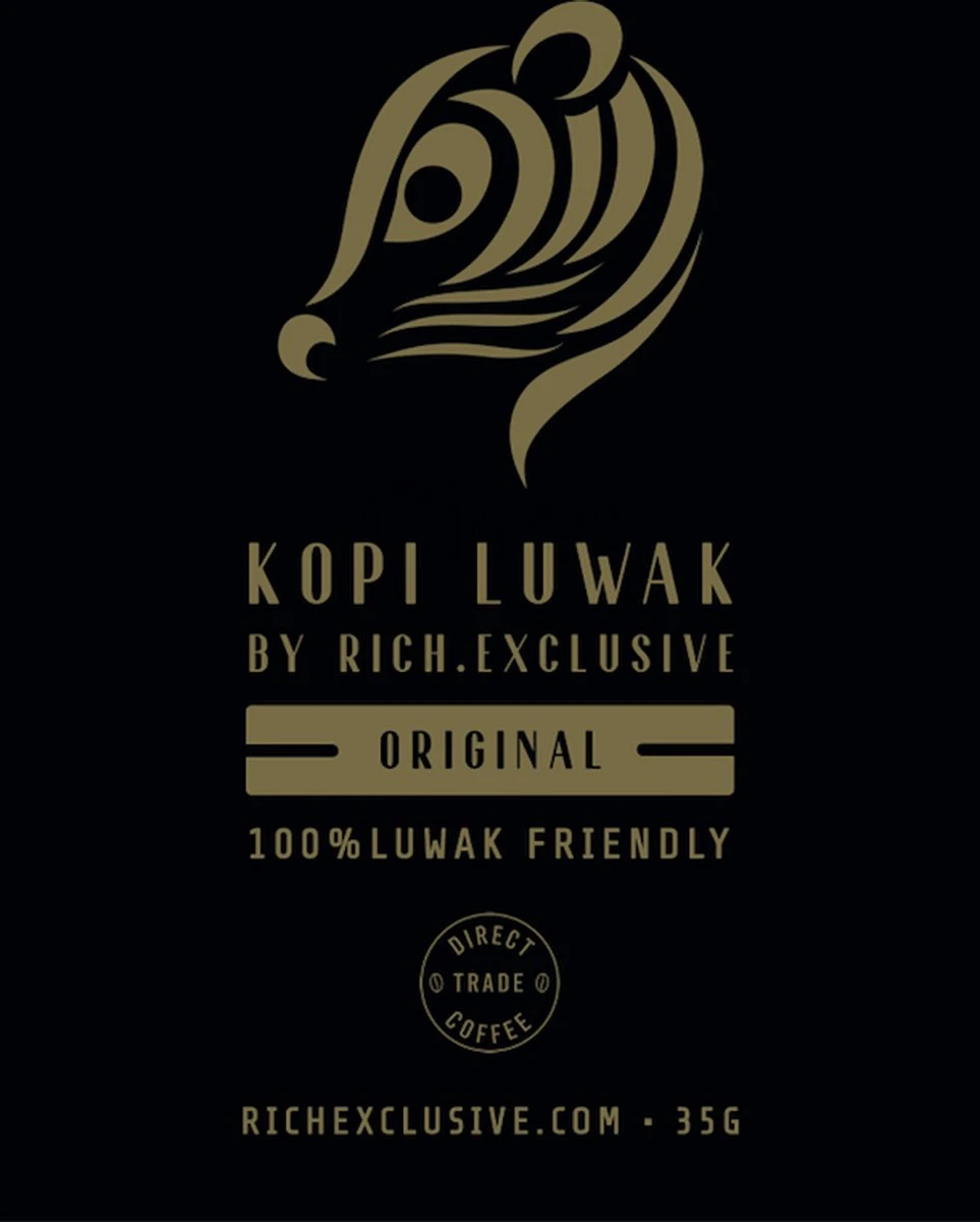 Kopi Luwak Koffie. 35 Gram Ongemalen Bonen. Direct Trade. Single Origin. The Original By Rich.Exclusive. 1 Kopi Luwak Koffie. 35 Gram Ongemalen Bonen. Direct Trade. Single Origin. The Original By Rich.Exclusive.